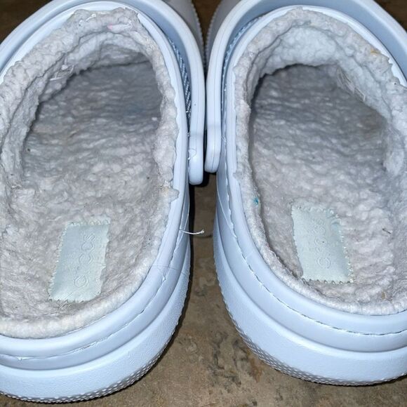 Crocs Blue Classic Lined Clog Shoes Unisex M9 W11 Comfort Faux Fur - Picture 6 of 10